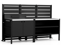 RAMA Sichtschutz 3 Sektionen hoch, schwarz, L240 x D30 x H153 cm