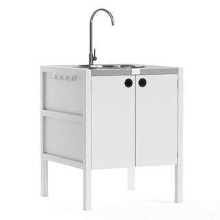 UMAMI Außenküchenpaket, Spülenmodul, Eckmodul, Modul 3, weiß / rostfrei