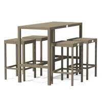 UMAMI Bartisch 123 cm mit 4 Barhockern, beige