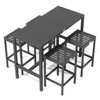 UMAMI Bartisch 123 cm mit 4 Barhockern, schwarz