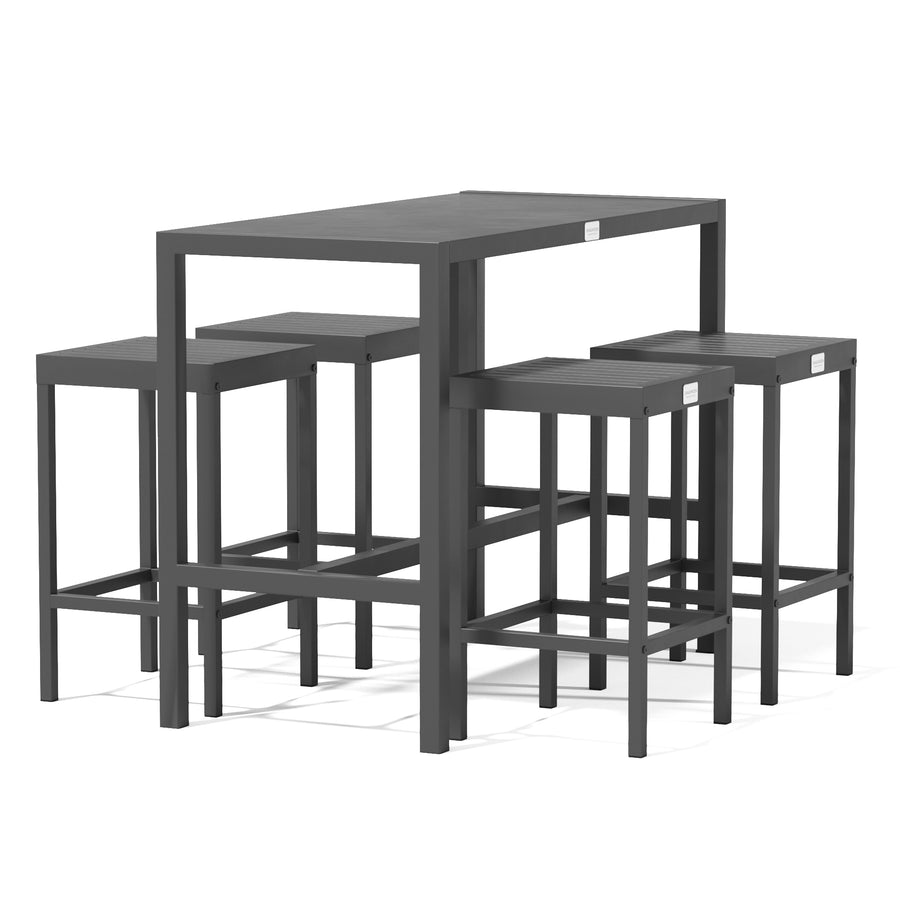 UMAMI Bartisch 123 cm mit 4 Barhockern, schwarz