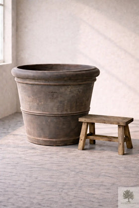 Terrakotta-Blumentopf Grau - Toscana - 80 cm Durchmesser - 64 cm Höhe 