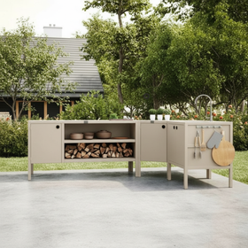 UMAMI Außenküchenpaket, Spülenmodul, Eckmodul, Modul 3, beige