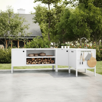 UMAMI Außenküchenpaket, Spülenmodul, Eckmodul, Modul 3, weiß