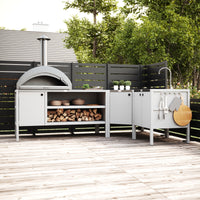 UMAMI Außenküchenpaket, Spülenmodul, Eckmodul, Modul 3, weiß / rostfrei