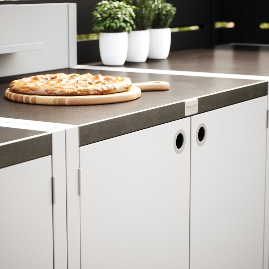 UMAMI Außenküchenpaket, Spülenmodul, Modul 1 und Modul 2, weiß / rostfrei