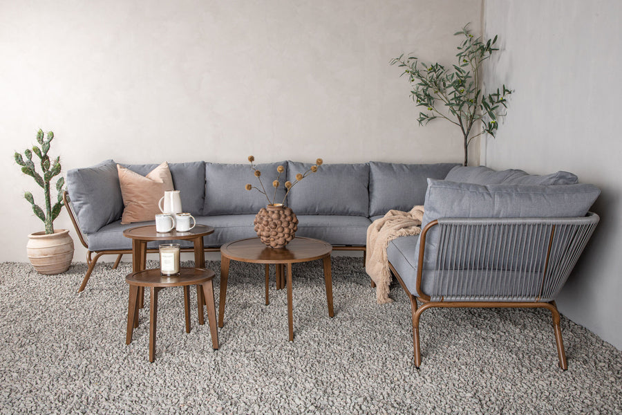 Roxo Ecksofa mit Couchtisch - braun / grau