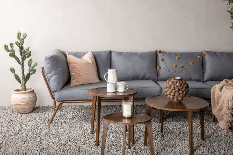 Roxo Ecksofa mit Couchtisch - braun / grau