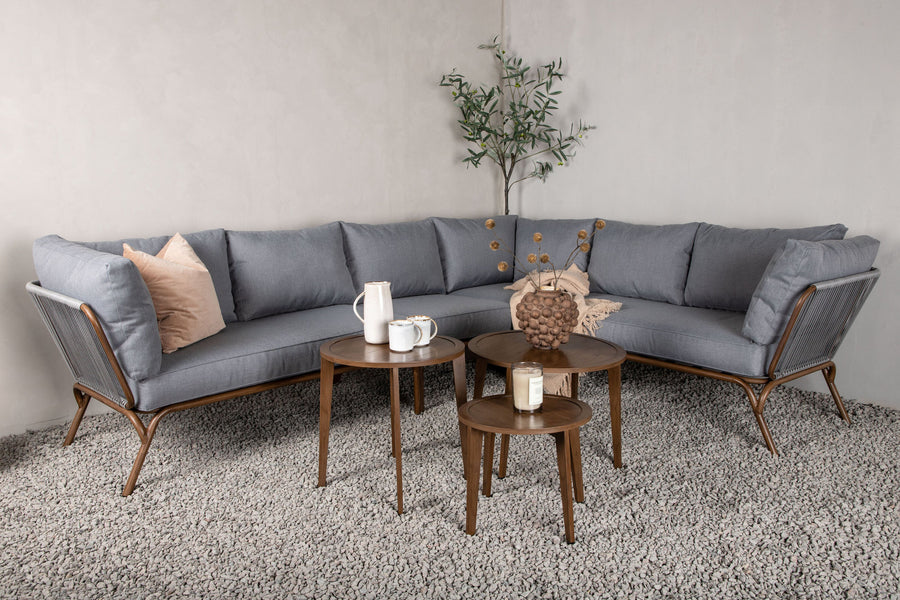 Roxo Ecksofa mit Couchtisch - braun / grau