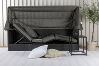 Nopy Sonnenliege mit Dach - schwarz / grau