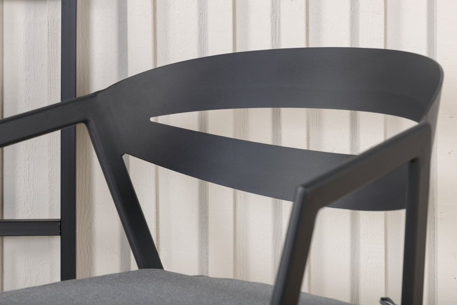 Stuhl mit Polster - schwarz / grau / Aluminium