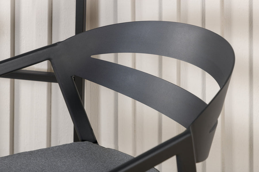 Stuhl mit Polster - schwarz / grau / Aluminium