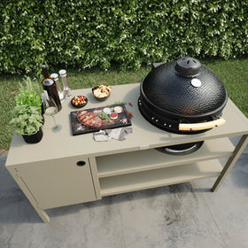 UMAMI Outdoor-Küche Modul 3 für Kamado + Kamado SUMO Maxi, beige / schwarz