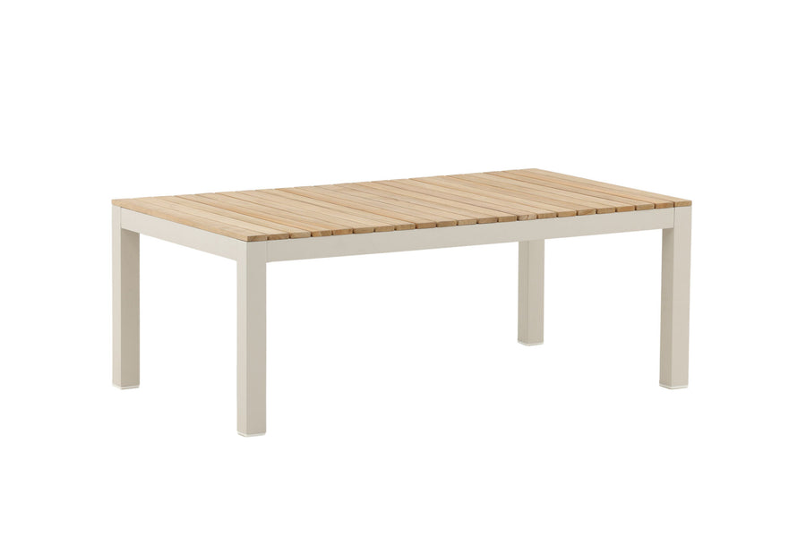 Brasilia Couchtisch - beige Alu / Teak