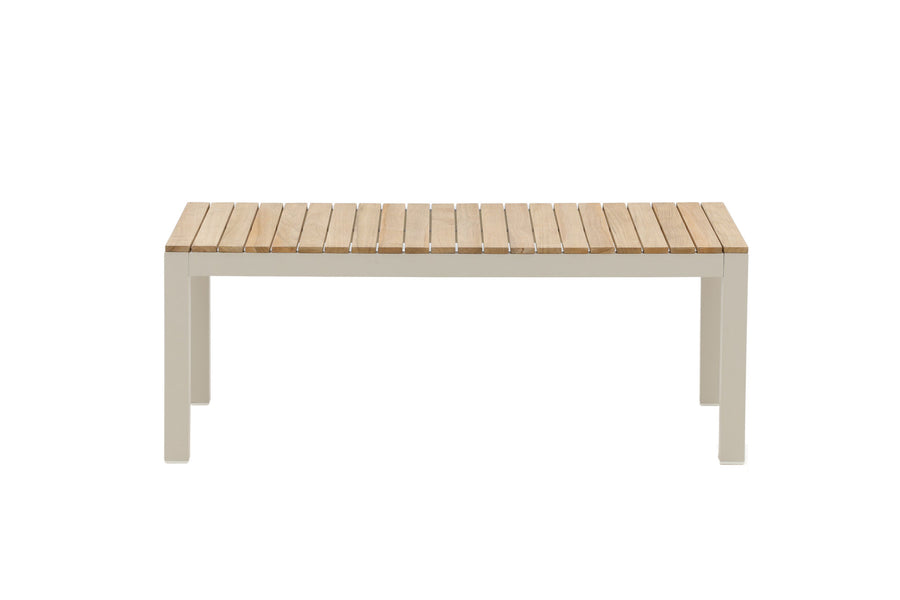 Brasilia Couchtisch - beige Alu / Teak