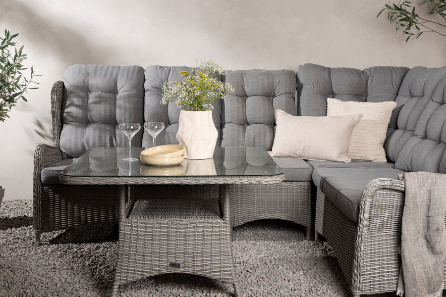 Washington Ecksofa mit Couchtisch - grau / grau