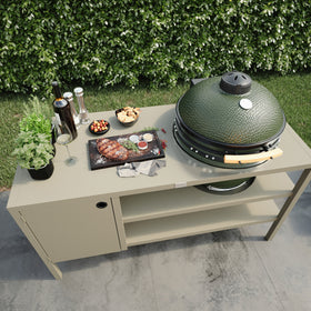 UMAMI Outdoor-Küche Modul 3 für Kamado + Kamado SUMO Maxi, beige / grün