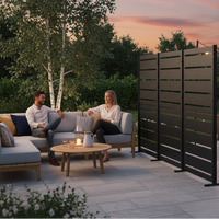 RAMA Sichtschutz 3 Sektionen hoch, schwarz, L240 x D30 x H153 cm