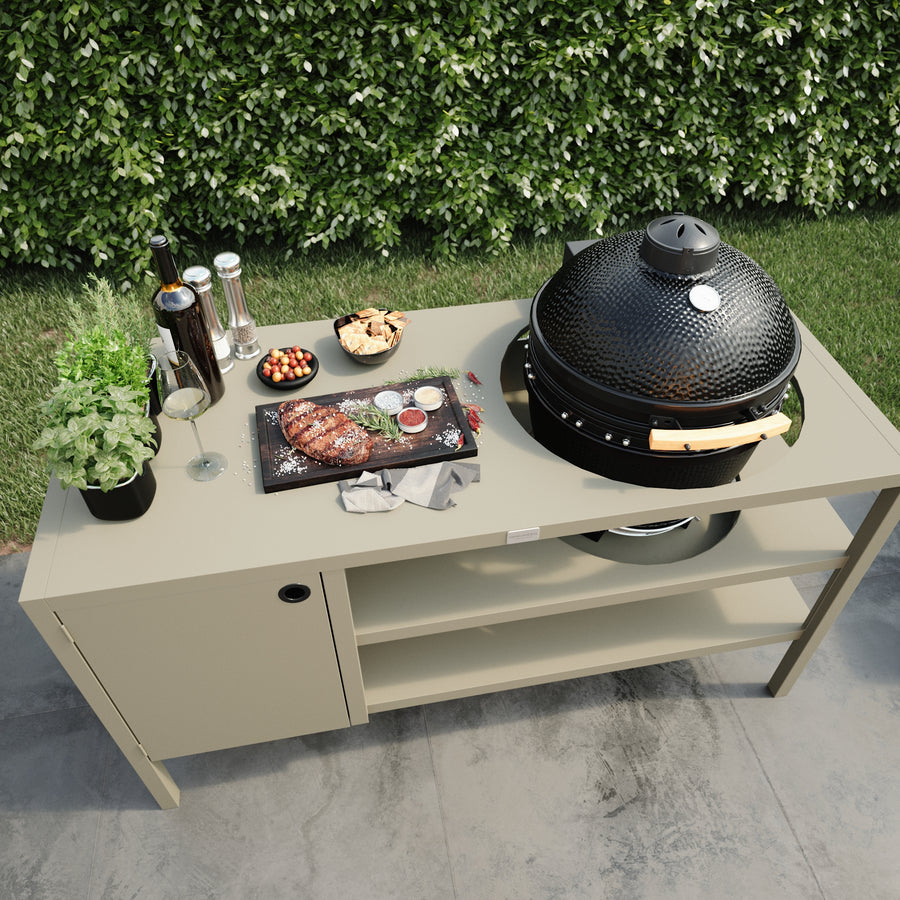 UMAMI Outdoorküche Modul 3 für Kamado + Kamado SUMO Midi, beige / schwarz