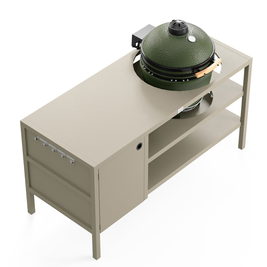 UMAMI Outdoor-Küche Modul 3 für Kamado + Kamado SUMO Midi, beige / grün