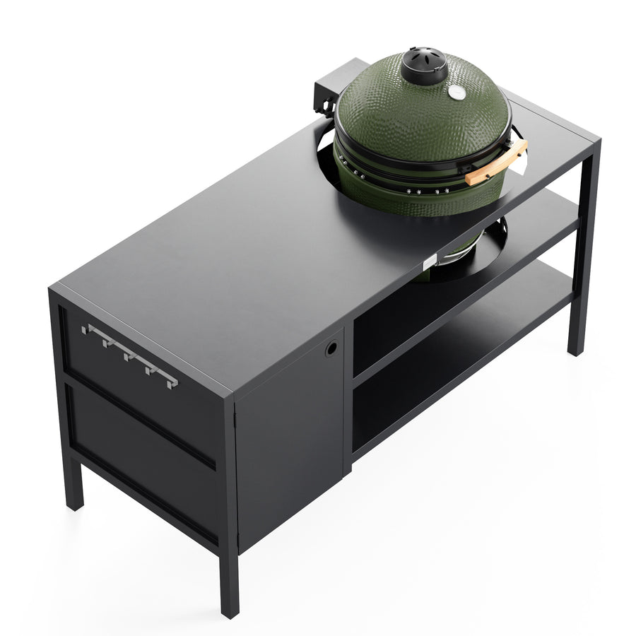 UMAMI Outdoor-Küche Modul 3 für Kamado + Kamado SUMO Midi, schwarz / grün