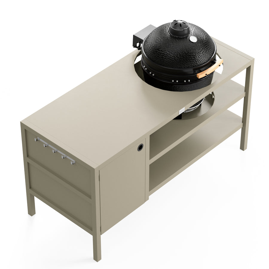 UMAMI Outdoorküche Modul 3 für Kamado + Kamado SUMO Midi, beige / schwarz