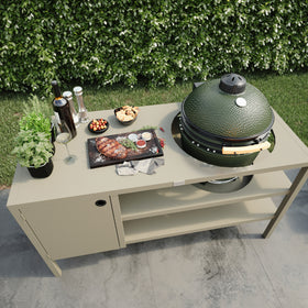 UMAMI Outdoor-Küche Modul 3 für Kamado + Kamado SUMO Midi, beige / grün