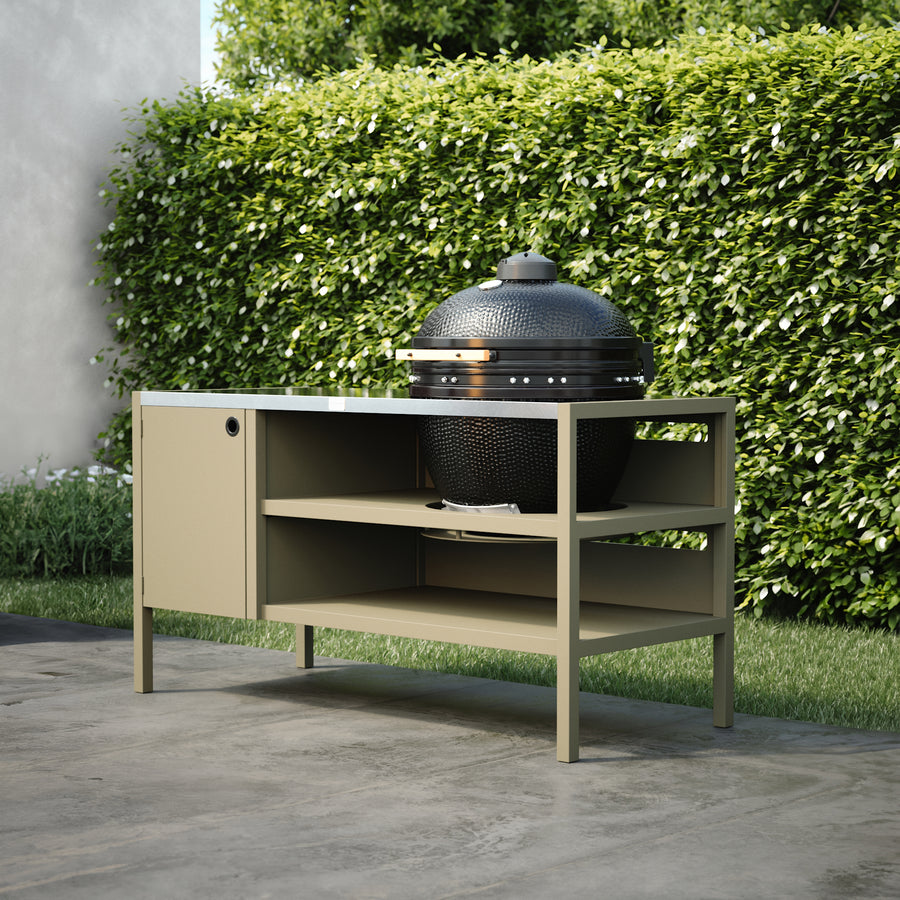 UMAMI Outdoor-Küche Modul 3 für Kamado + KAMADO BONO LIMITED, Beige / Edelstahl / Schwarz