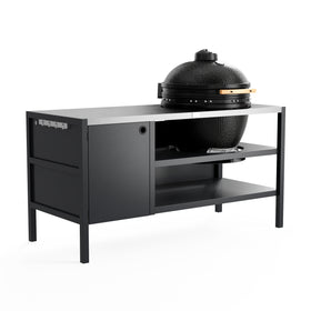 UMAMI Outdoor-Küche Modul 3 für Kamado + KAMADO BONO LIMITED, schwarz / Edelstahl