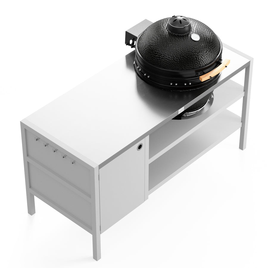 UMAMI Outdoor-Küche Modul 3 für Kamado + KAMADO BONO LIMITED, weiß / Edelstahl / schwarz