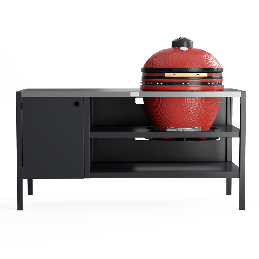 UMAMI Outdoor-Küche Modul 3 für Kamado + KAMADO BONO LIMITED, schwarz / Edelstahl / rot