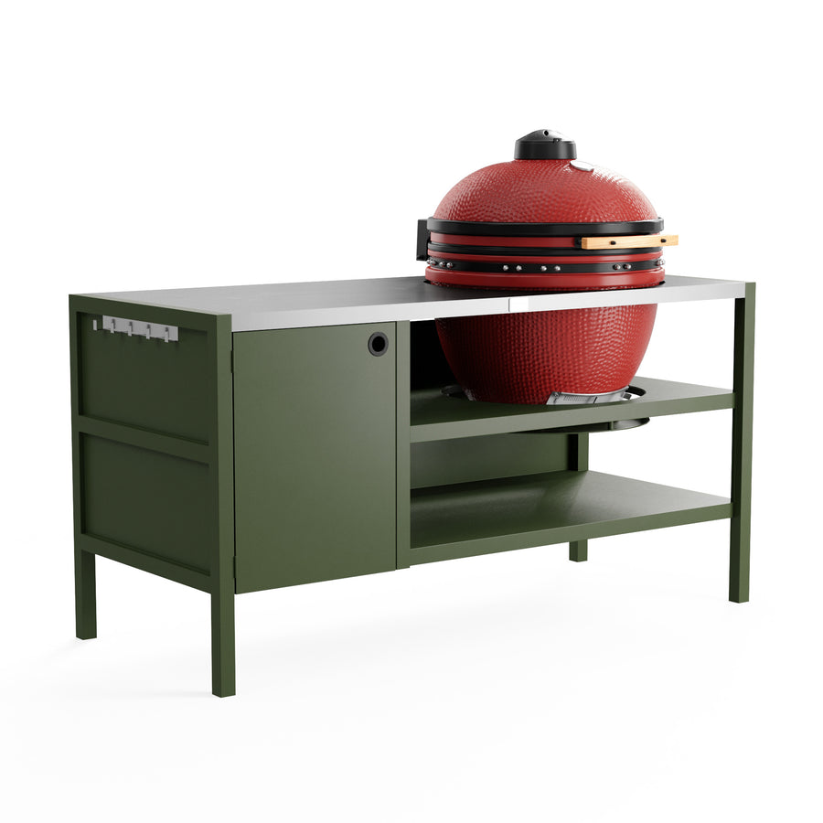 UMAMI Outdoor-Küche Modul 3 für Kamado + KAMADO BONO LIMITED, grün / rostfrei / rot