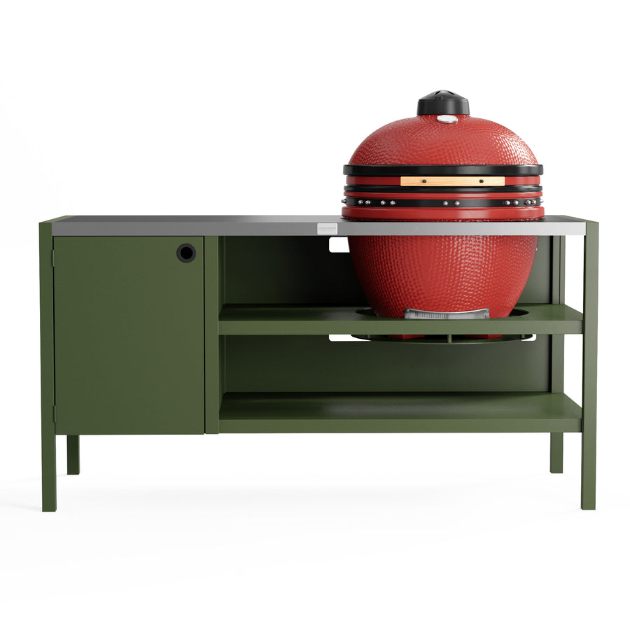 UMAMI Outdoor-Küche Modul 3 für Kamado + KAMADO BONO LIMITED, grün / rostfrei / rot