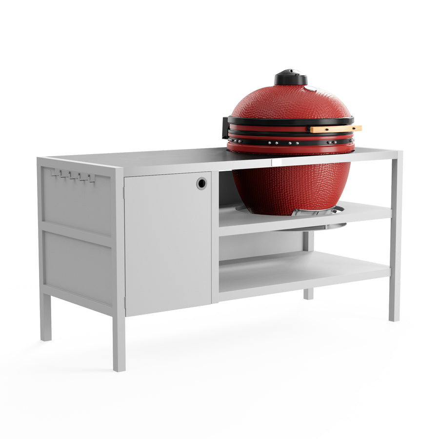 UMAMI Outdoor-Küche Modul 3 für Kamado + KAMADO BONO LIMITED, weiß / Edelstahl / rot