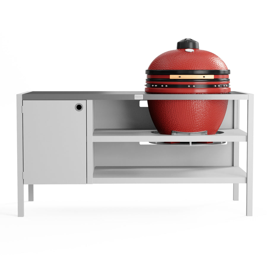 UMAMI Outdoor-Küche Modul 3 für Kamado + KAMADO BONO LIMITED, weiß / Edelstahl / rot