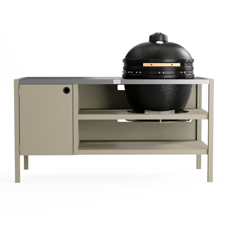 UMAMI Outdoor-Küche Modul 3 für Kamado + KAMADO BONO LIMITED, Beige / Edelstahl / Schwarz