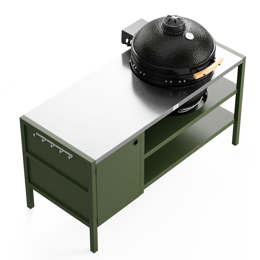 UMAMI Outdoor-Küche Modul 3 für Kamado + KAMADO BONO LIMITED, grün / rostfrei