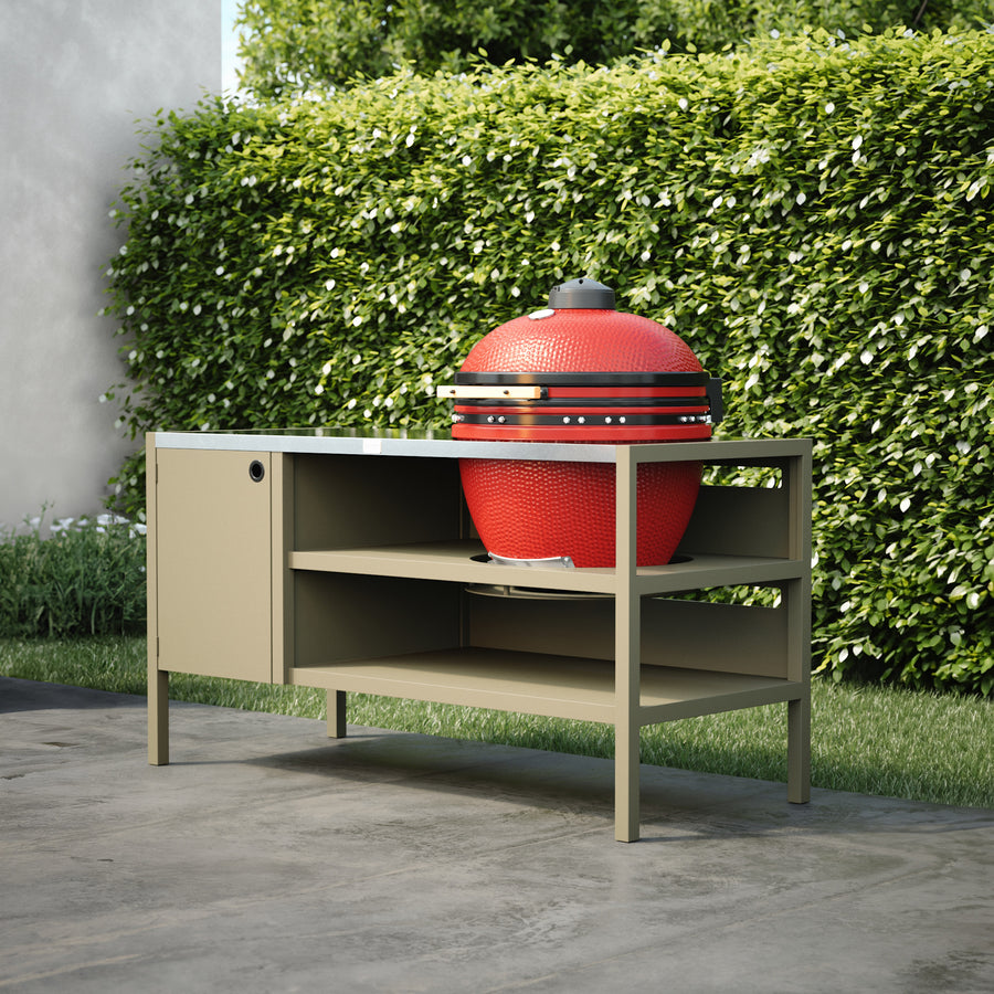 UMAMI Uteküche Modul 3 für Kamado + Kamado BONO Limited, beige / rostfrei / rot