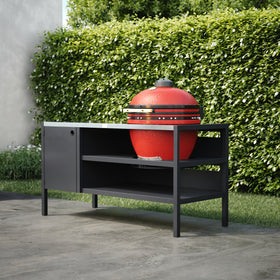 UMAMI Outdoor-Küche Modul 3 für Kamado + KAMADO BONO LIMITED, schwarz / Edelstahl / rot