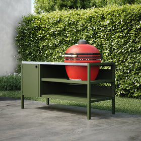 UMAMI Outdoor-Küche Modul 3 für Kamado + KAMADO BONO LIMITED, grün / rostfrei / rot