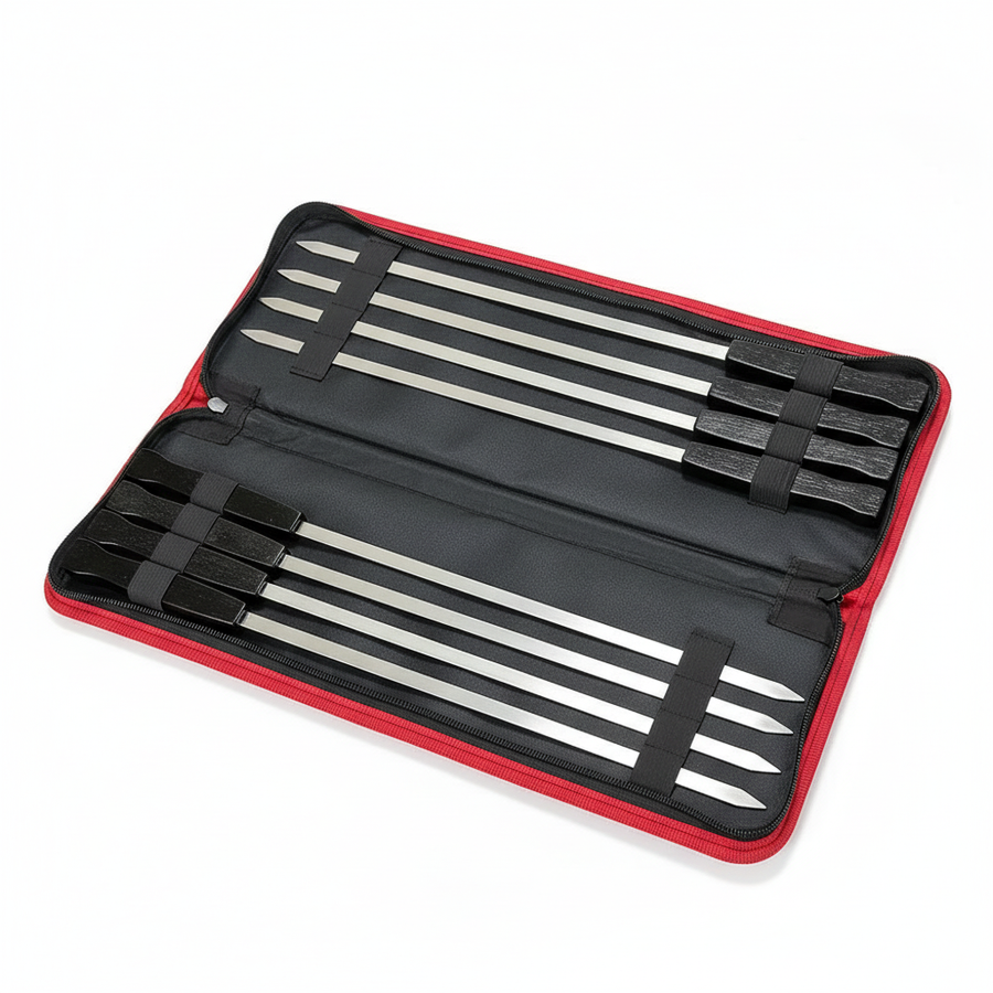 Grillspieße 8er-Pack breit mit Tasche