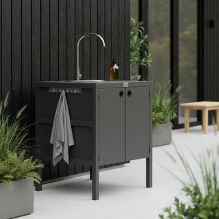 UMAMI Außenküchenpaket, Spülmodul sowie Modul 3, schwarz