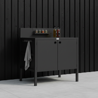 UMAMI Außenküchenpaket, Spülmodul, Modul 1 und Modul 2, schwarz