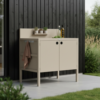 UMAMI Außenküchenpaket, Spülmodul, Modul 1 und Modul 2, beige