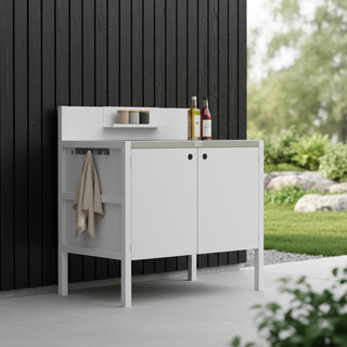 Sonderpreis UMAMI Außenküche Modul 1 + 2 inkl. Abdeckung, weiß / rostfrei