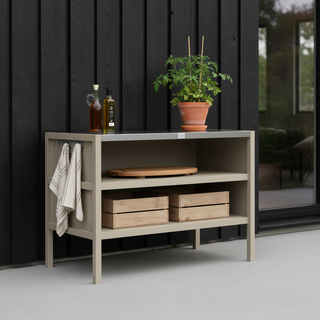 UMAMI Außenküchenpaket, Spülenmodul, Modul 1 und Modul 2, beige / rostfrei