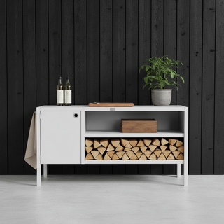 UMAMI Außenküchenpaket, Spülenmodul, Eckmodul, Modul 3, weiß