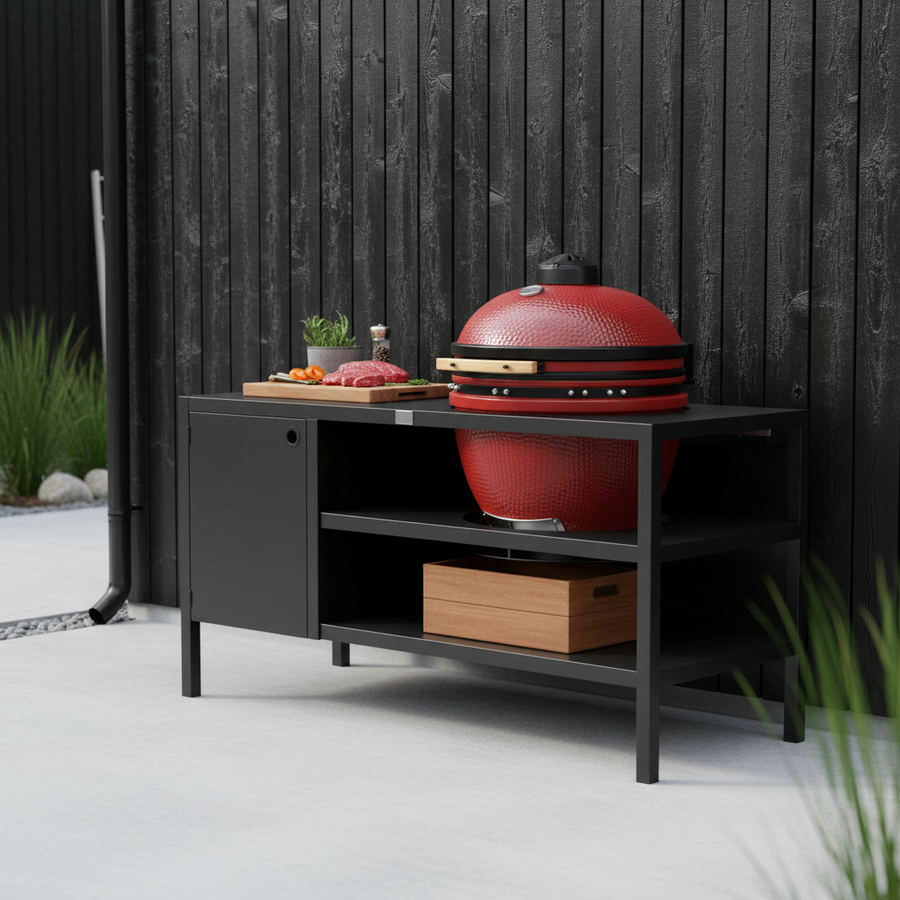 UMAMI Außenküche Modul 3 für Kamado + Kamado BONO Limited, schwarz / rot