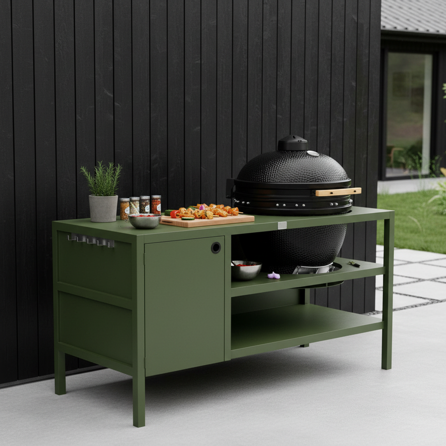 UMAMI Uteküche Modul 3 für Kamado + Kamado BONO Limited, grün / schwarz
