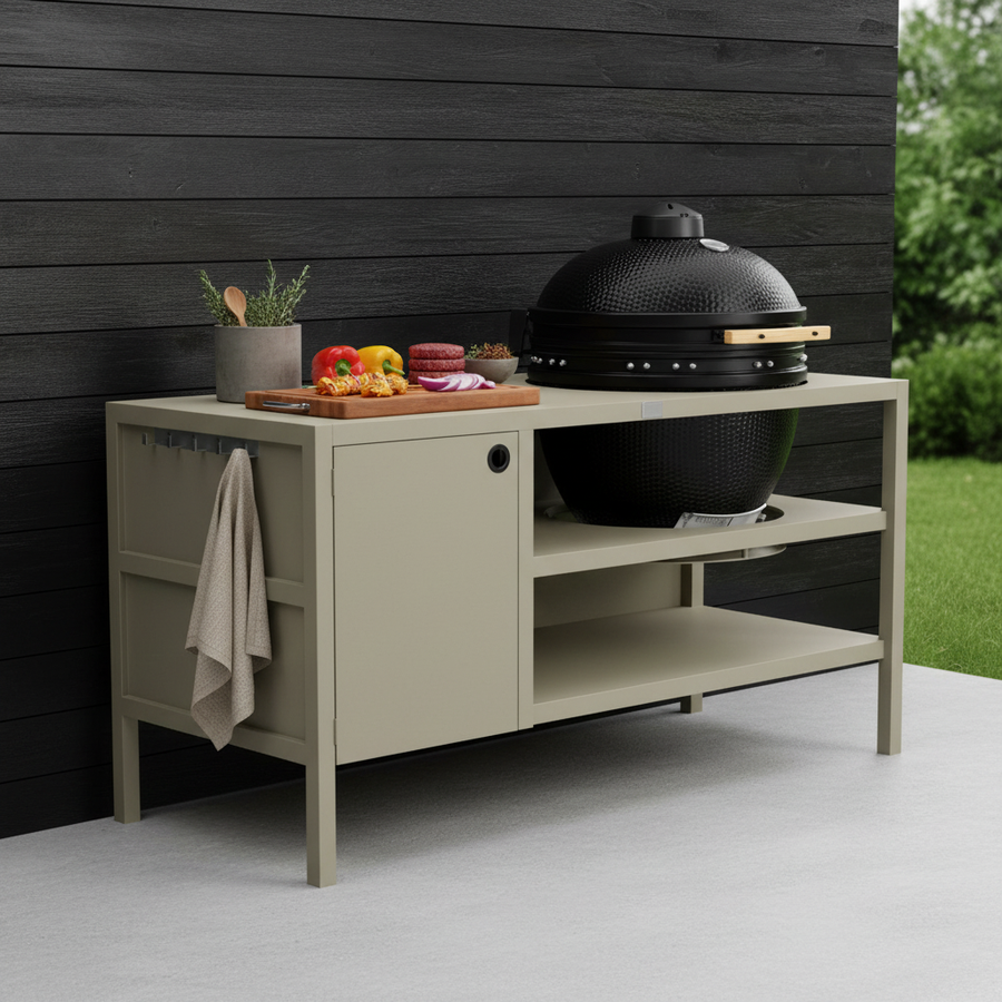 UMAMI Außenküche Modul 3 für Kamado + Kamado SUMO Maxi, beige / schwarz